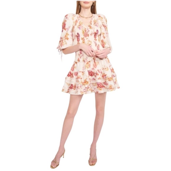 En Saison Elma Mini Dress Floral Smocked Boho Small - Picture 1 of 14